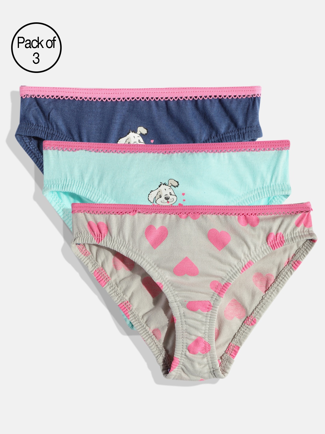 

mackly Girls Pack Of 3 Assorted Briefs MB-43-2-4