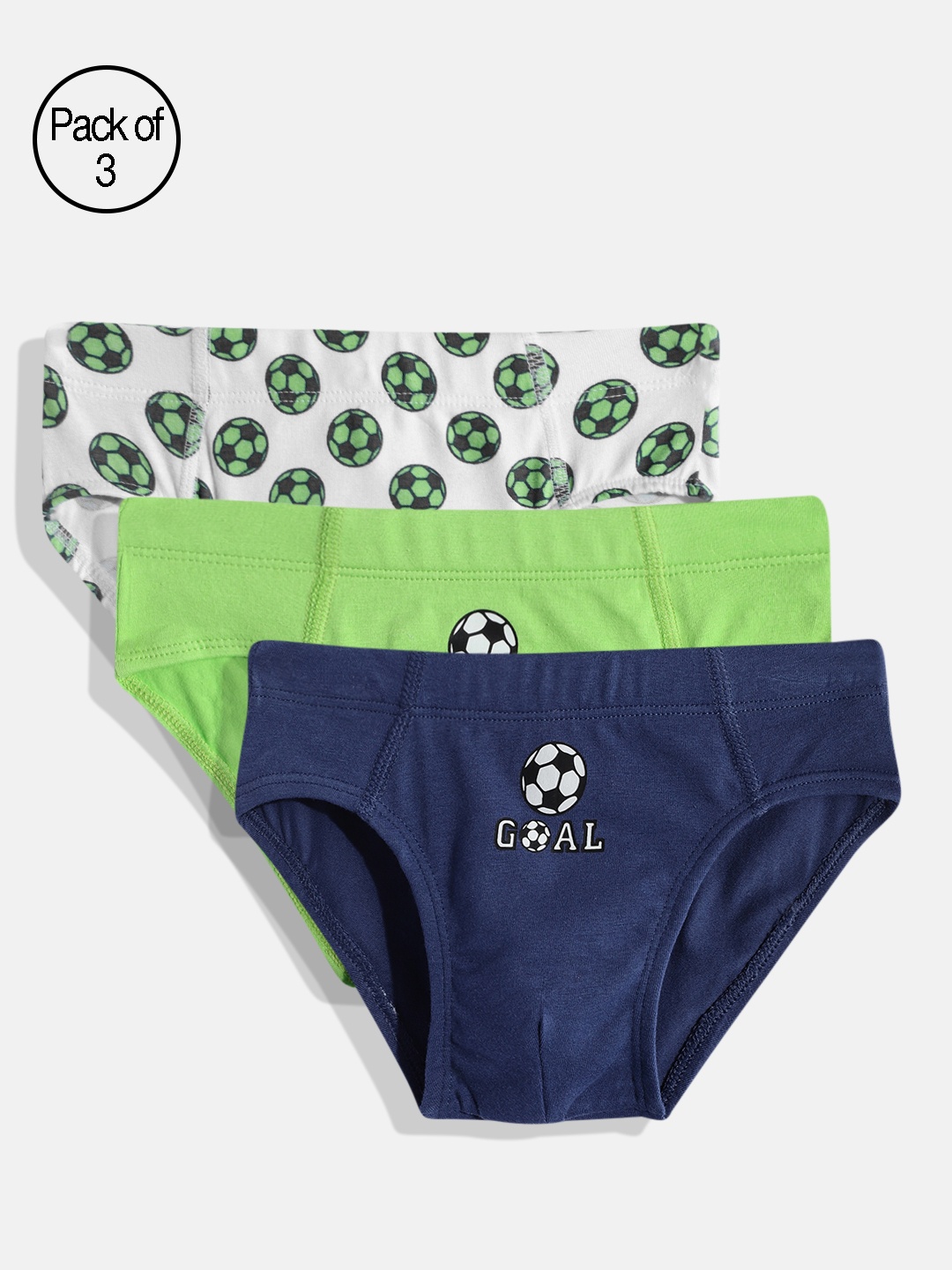 

mackly Boys Pack of 3 Blue & White Printed Briefs, Navy blue