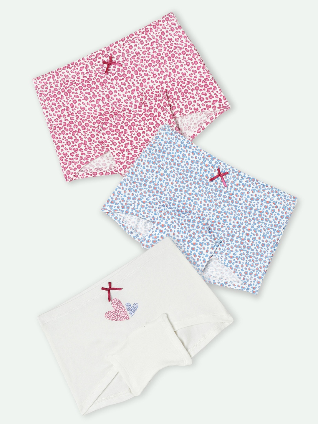 

mackly Girls Pack of 3 Printed Pure Cotton Boxer Briefs MB-30-2-4 YRS, Pink
