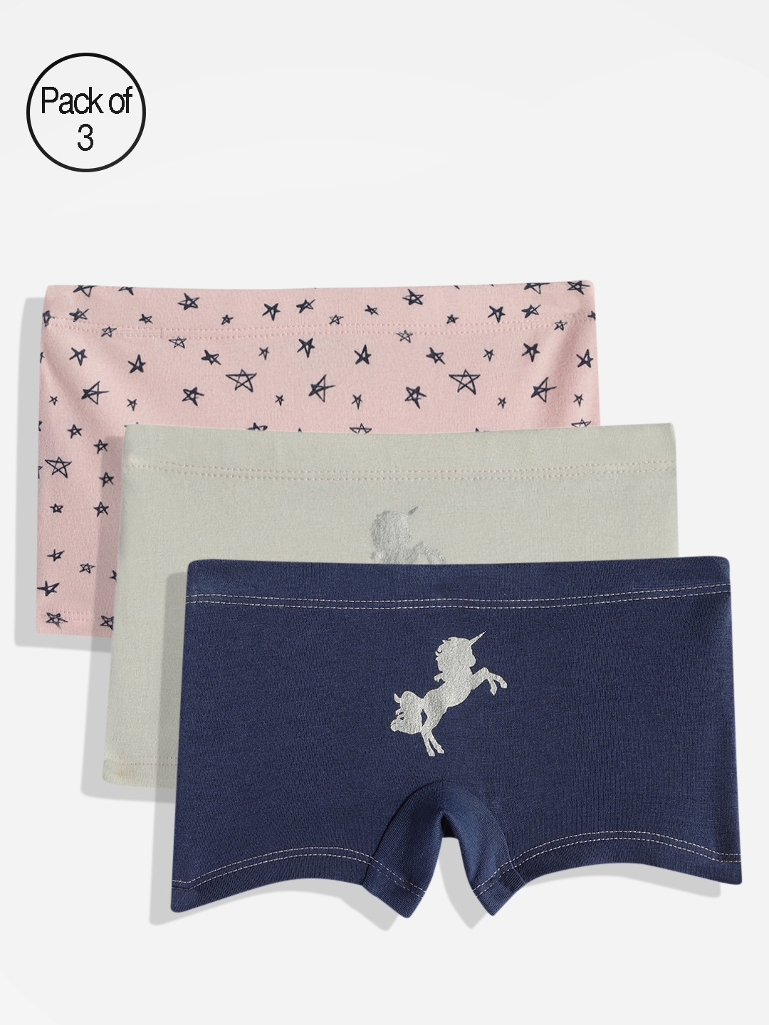 

mackly Girls Pack Of 3 Assorted Boxer Briefs- MB-48-2-4