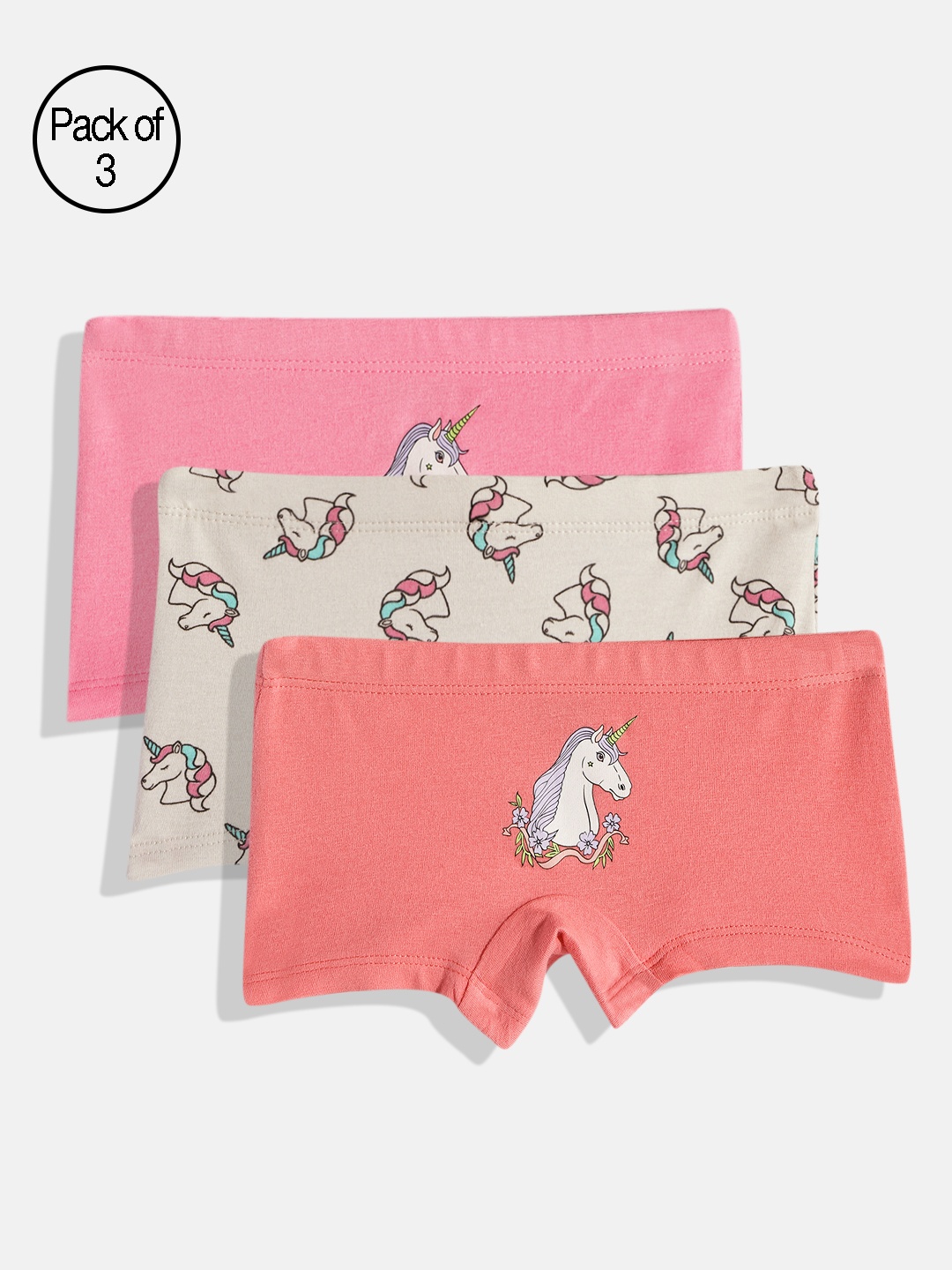 

mackly Girls Pack Of 3 Assorted Boxer Briefs MB-47-2-4