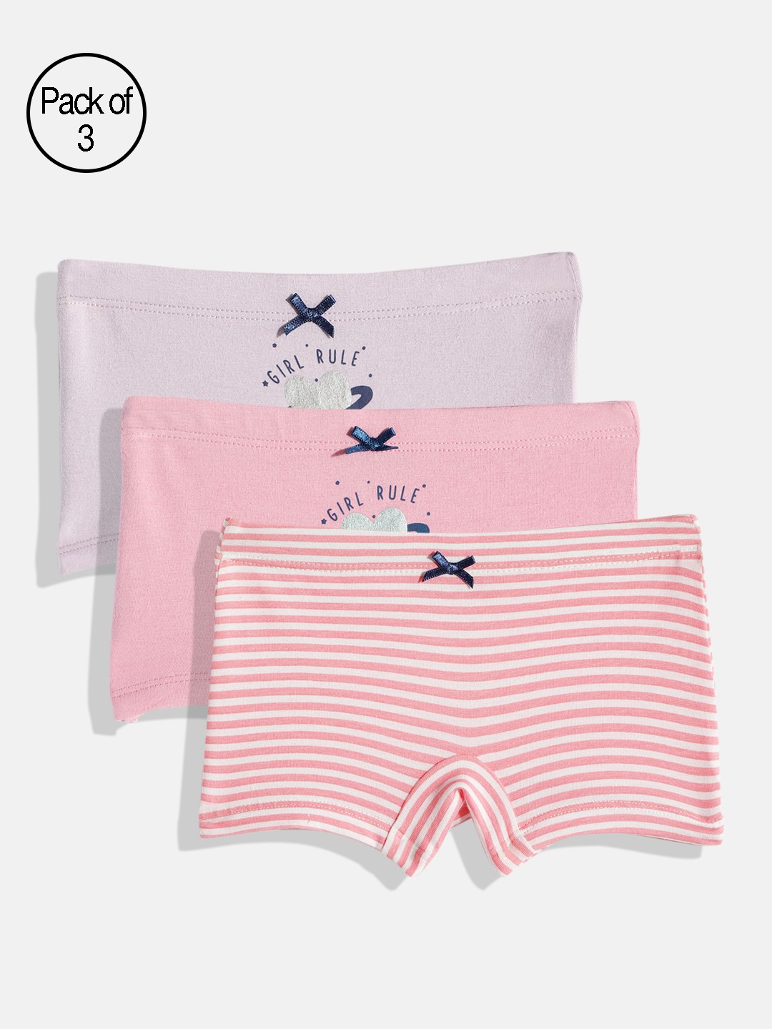 

mackly Girls Pack of 3 Pure Cotton Boxer Briefs MB-46-B-2-4 YRS, Lavender