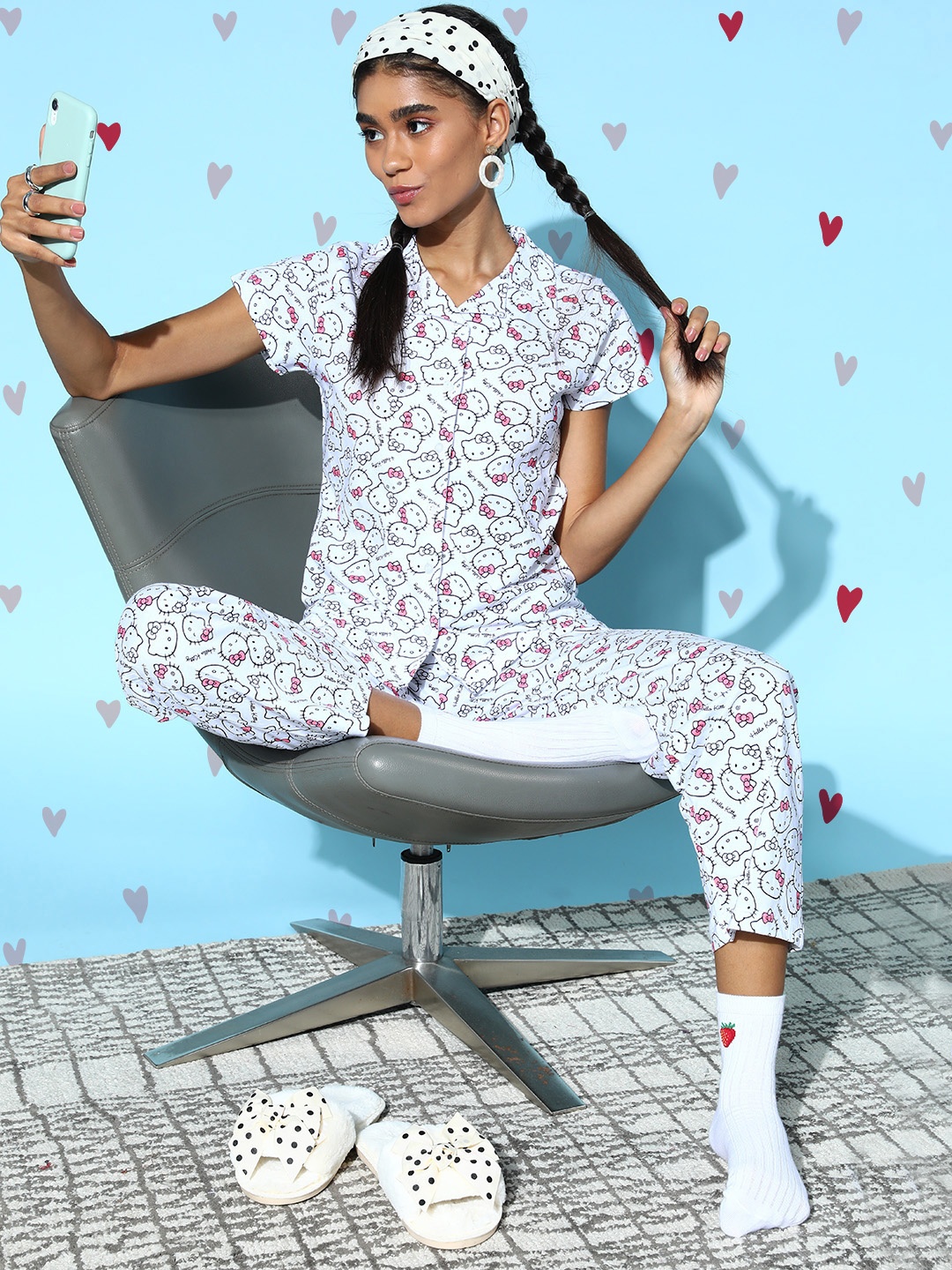 

Clovia Women White Cartoon Characters Sleep Staple