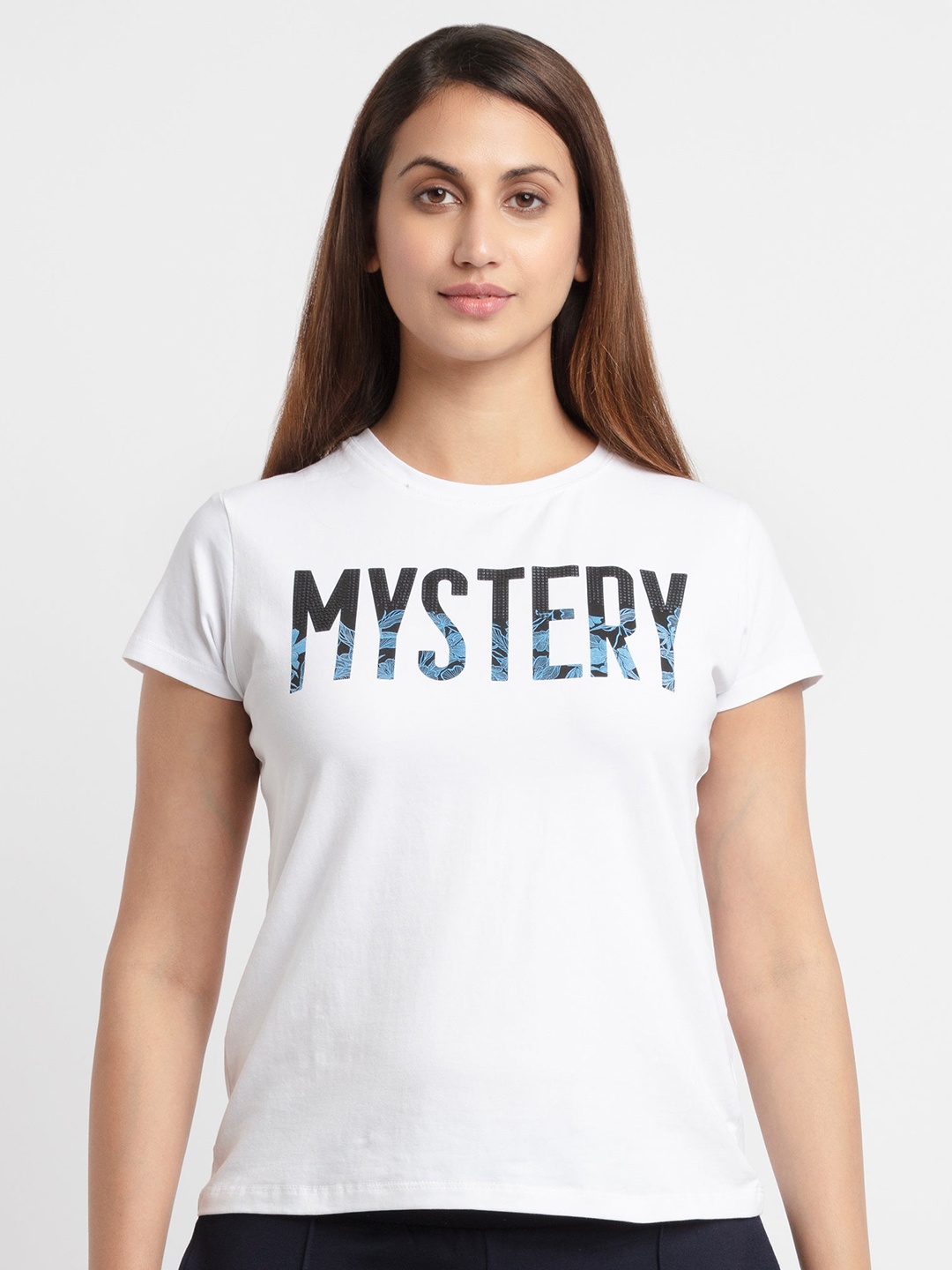 Status Quo Women White Typography Printed Cotton T-shirt