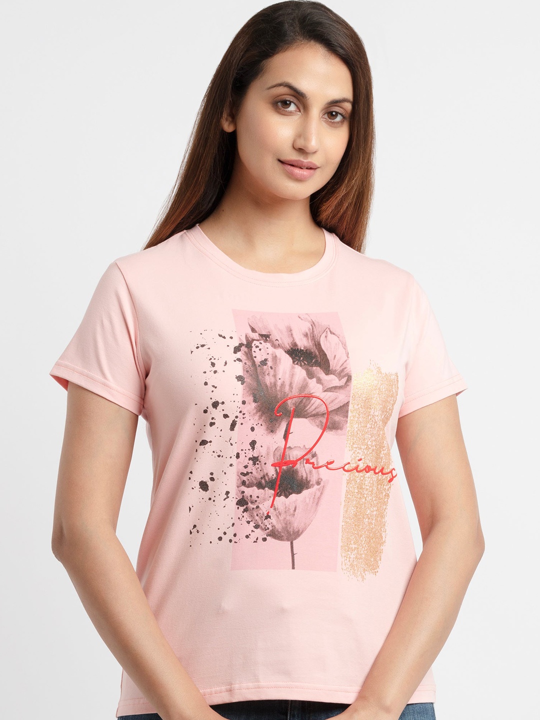 

Status Quo Women Pink Printed T-shirt