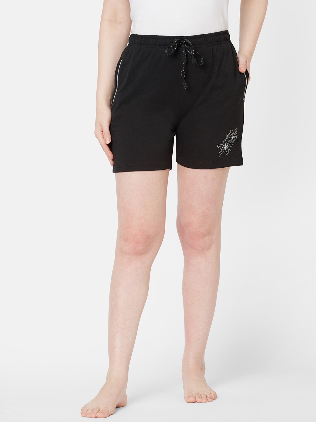 

Sweet Dreams Women Black Cotton Lounge Shorts