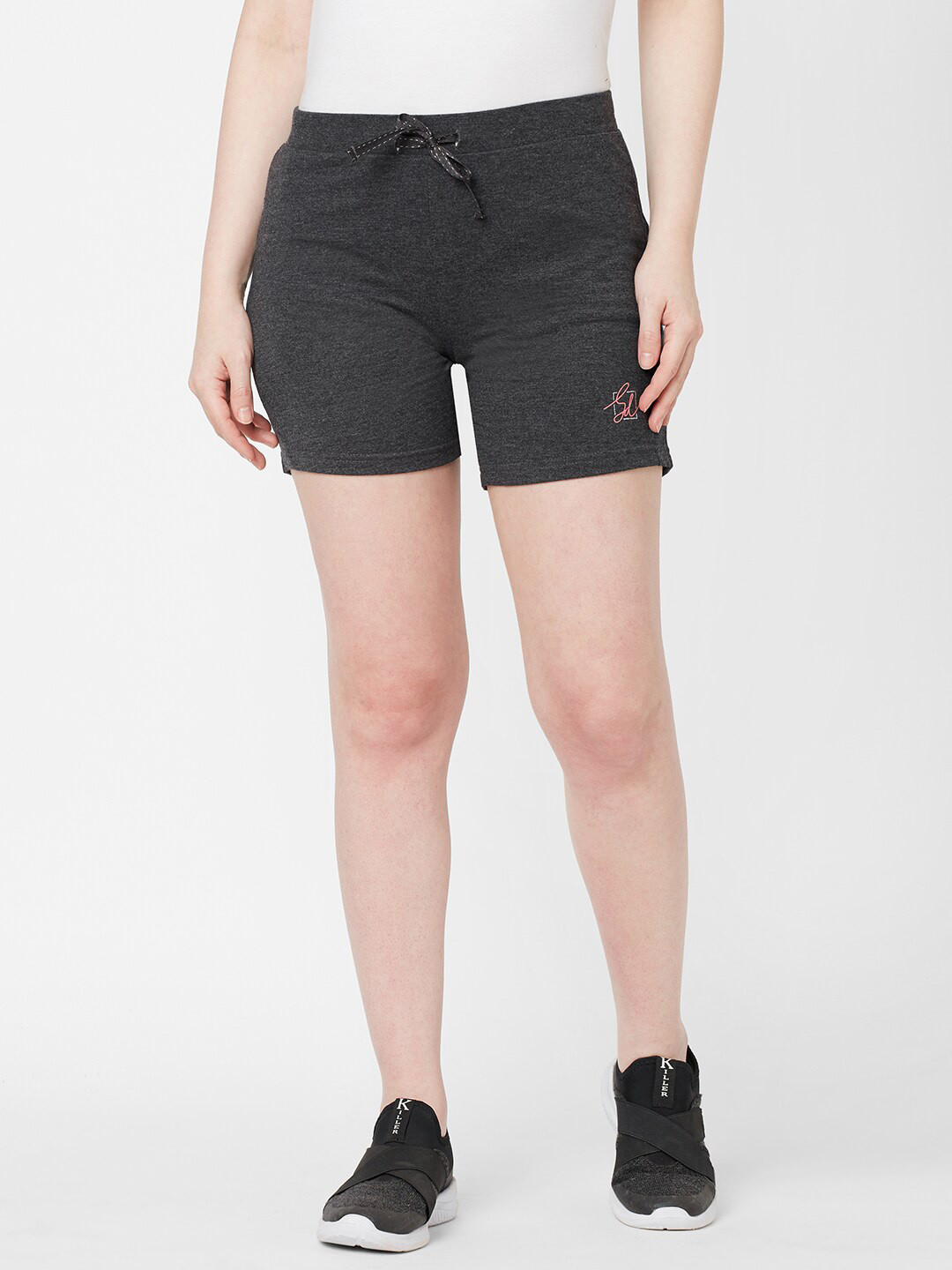 

Sweet Dreams Mid-Rise Cotton Shorts, Charcoal