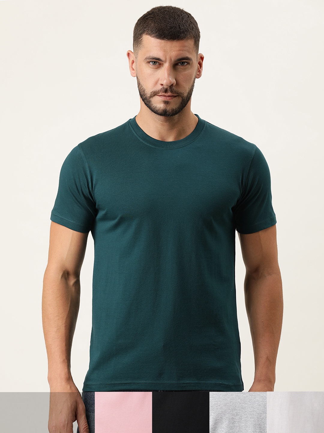 

ARISE Men Pack of 5 Cotton T-shirts, Black
