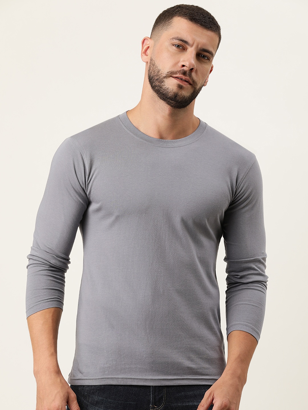 

ARISE Men Grey Bio Finish Cotton T-shirt