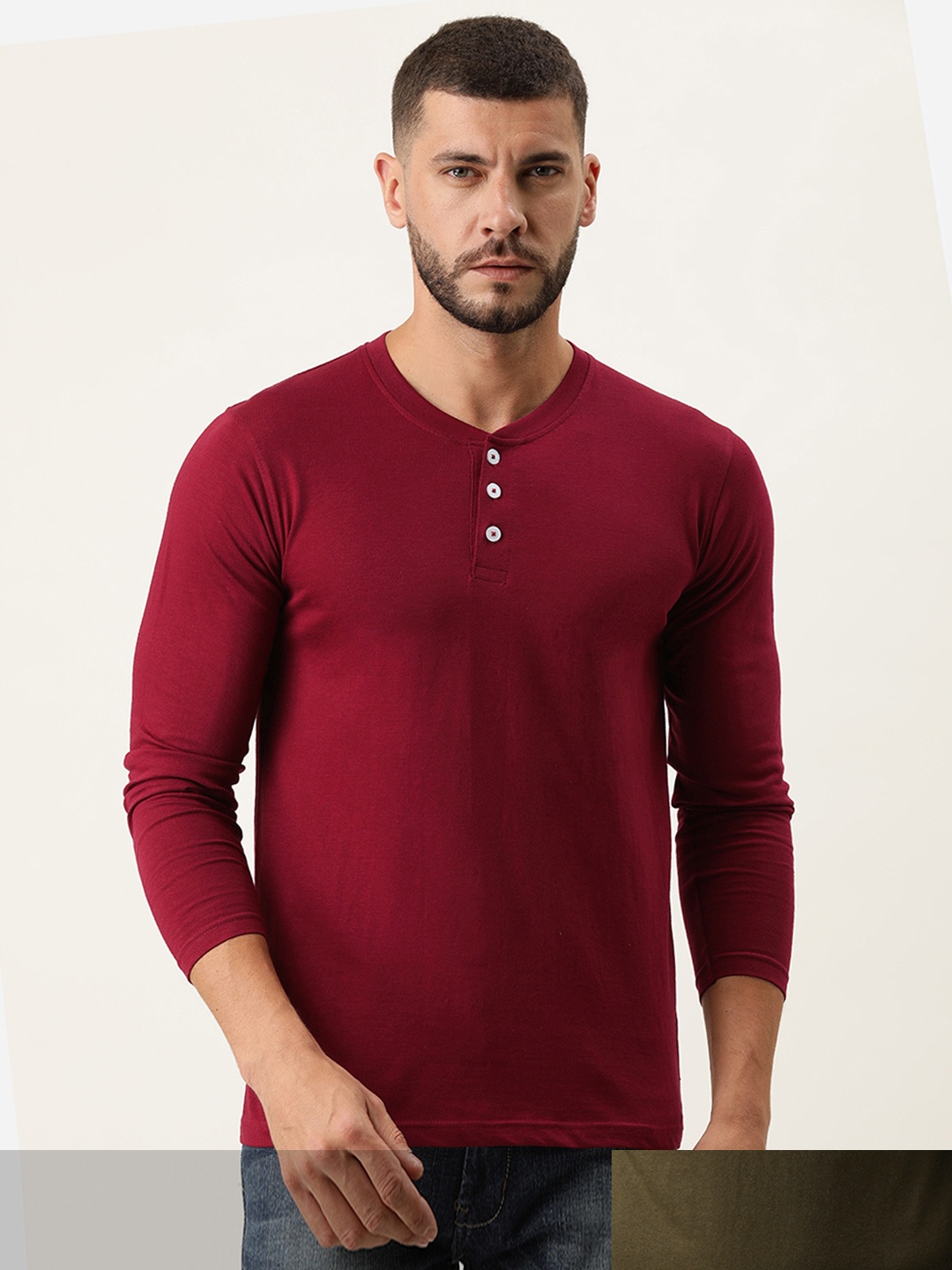 

ARISE Men Pack of 2 Cotton T-shirts, Maroon