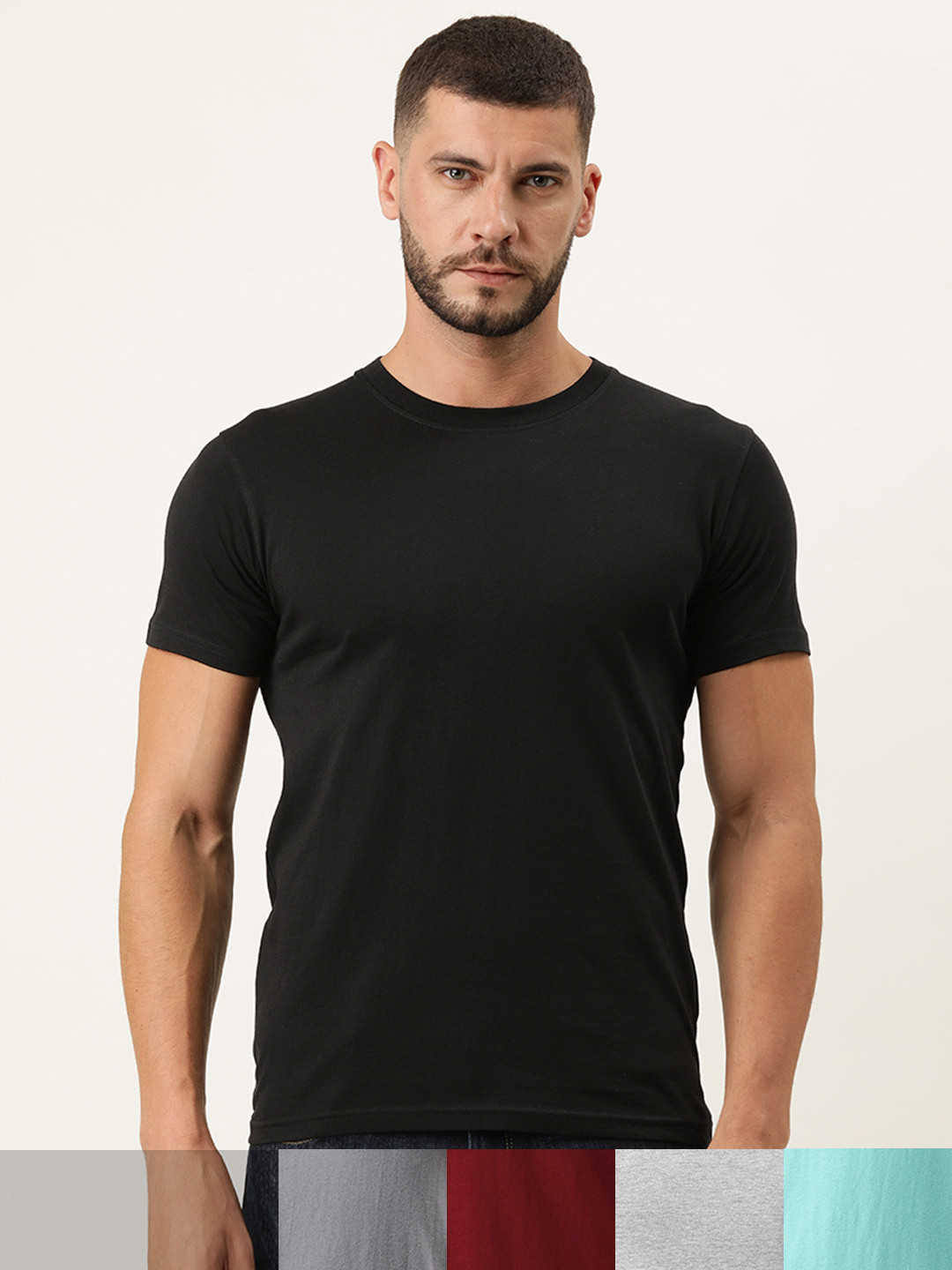 

ARISE Men Pack of 5 Cotton T-shirts, Grey melange