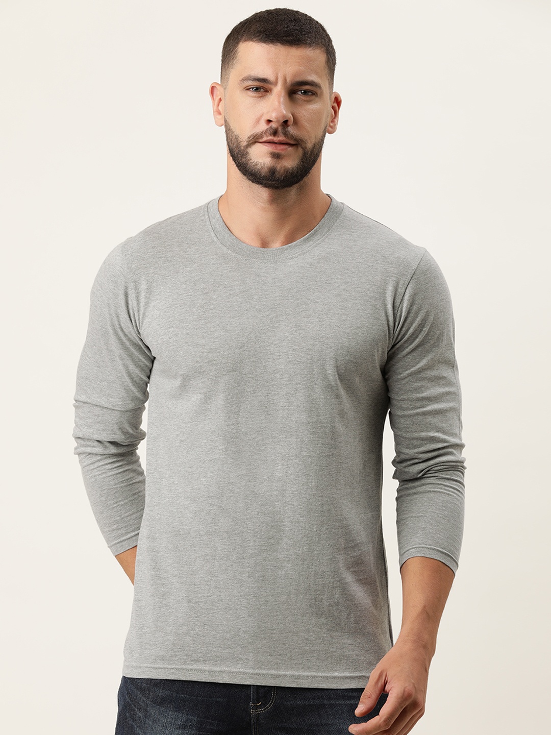 

ARISE Men Grey Melange Bio Finish Cotton T-shirt