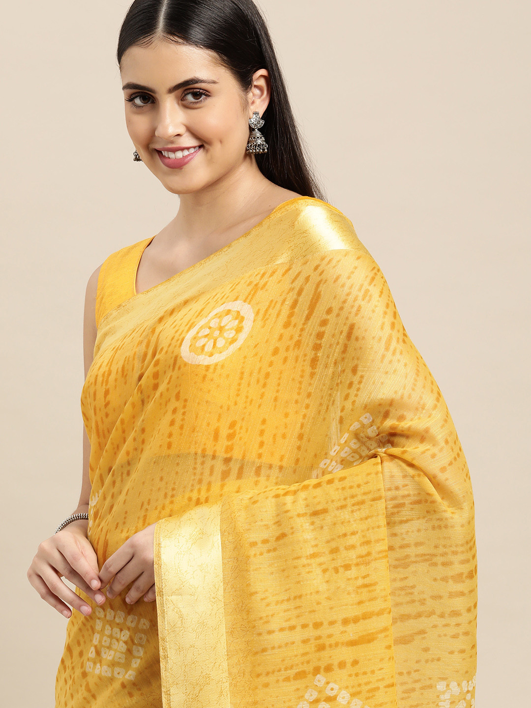 

KALINI Yellow Ethnic Motifs Print Saree