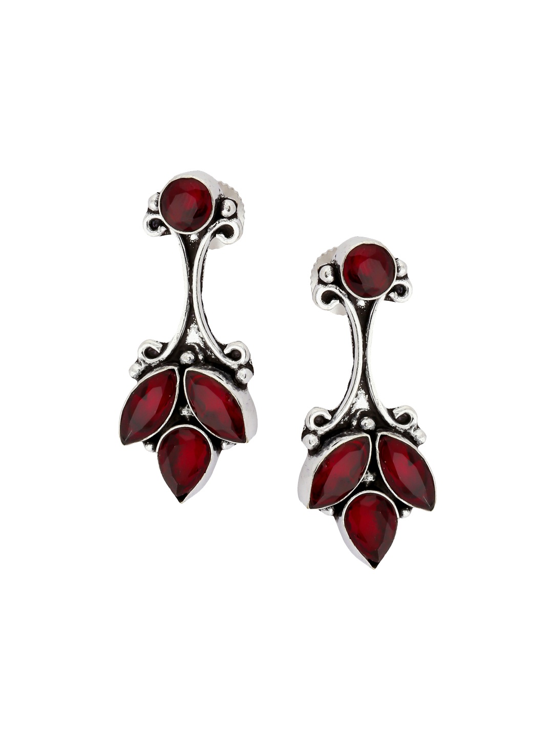 

EL REGALO Red Leaf Shaped Drop Earrings