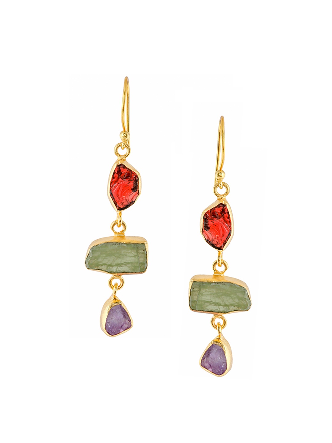 

EL REGALO Red Gold-Plated Contemporary Drop Earrings