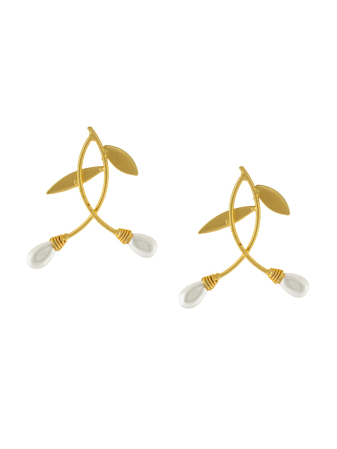 

EL REGALO Gold-Plated Floral Contemporary Stud Earrings