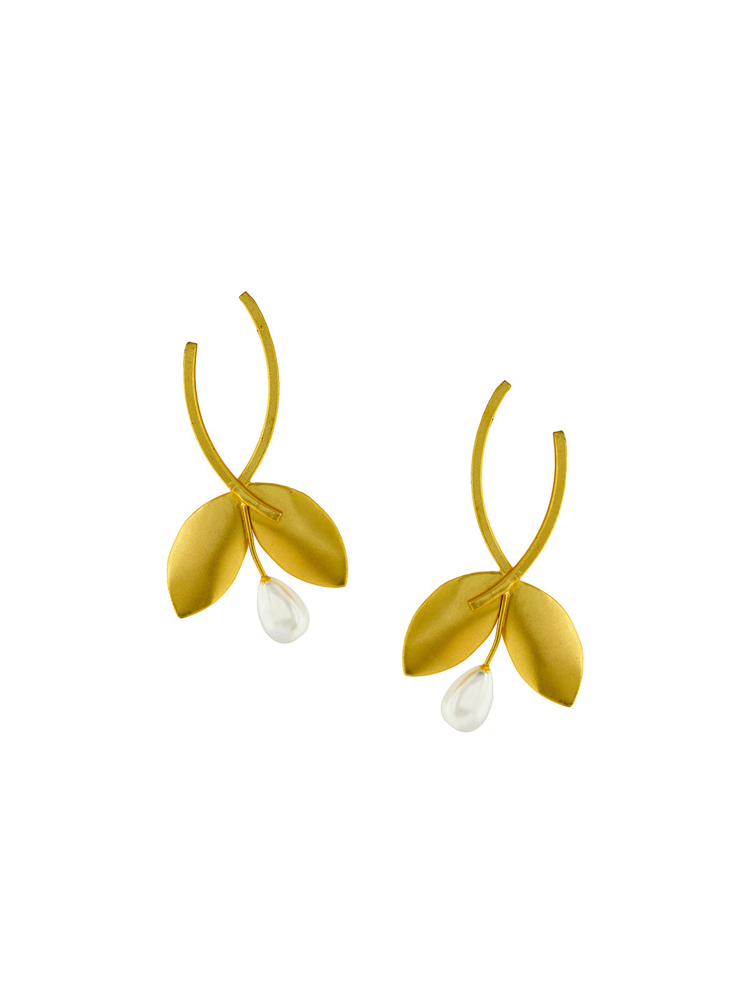

EL REGALO Gold-Plated Leaf Shaped Drop Earrings