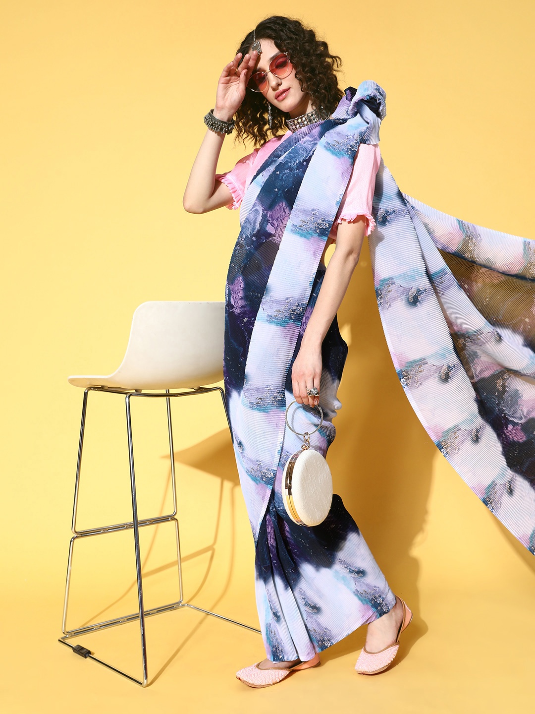 

Mitera Navy Blue Saree