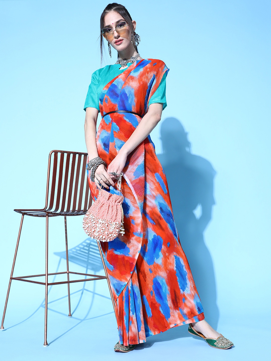 

Mitera Orange Saree