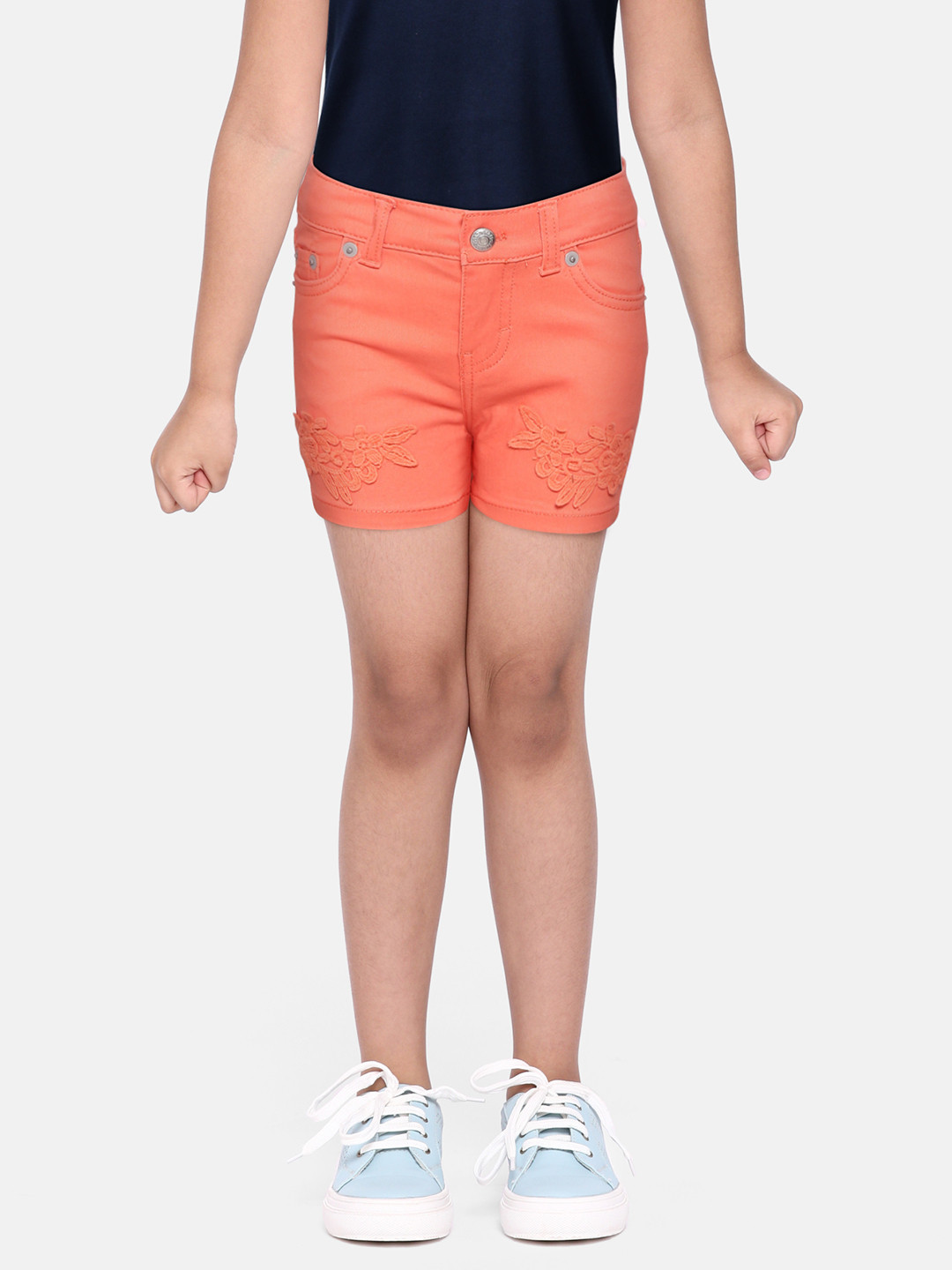 

Levis Girls Orange Floral Slim Fit Denim Shorts