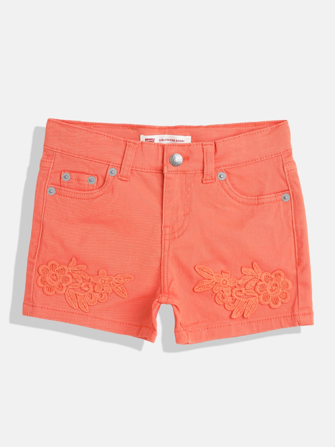 

Levis Girls Orange Floral Slim Fit Denim Shorts