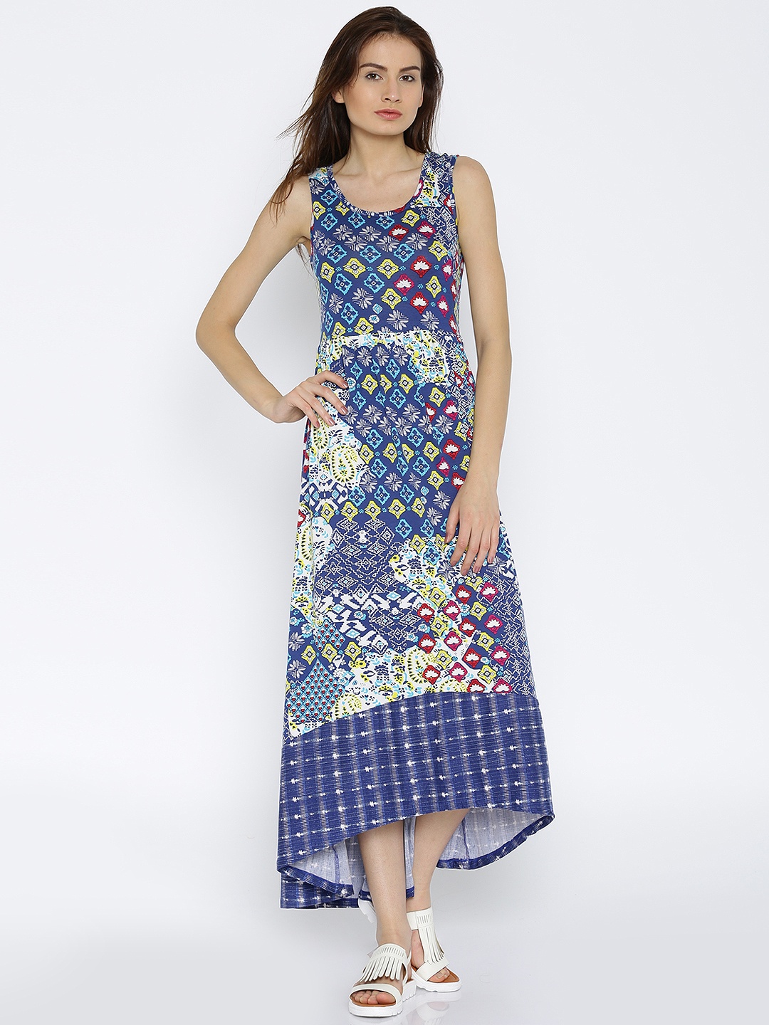 

AKKRITI BY PANTALOONS Women Blue Printed Maxi Dress