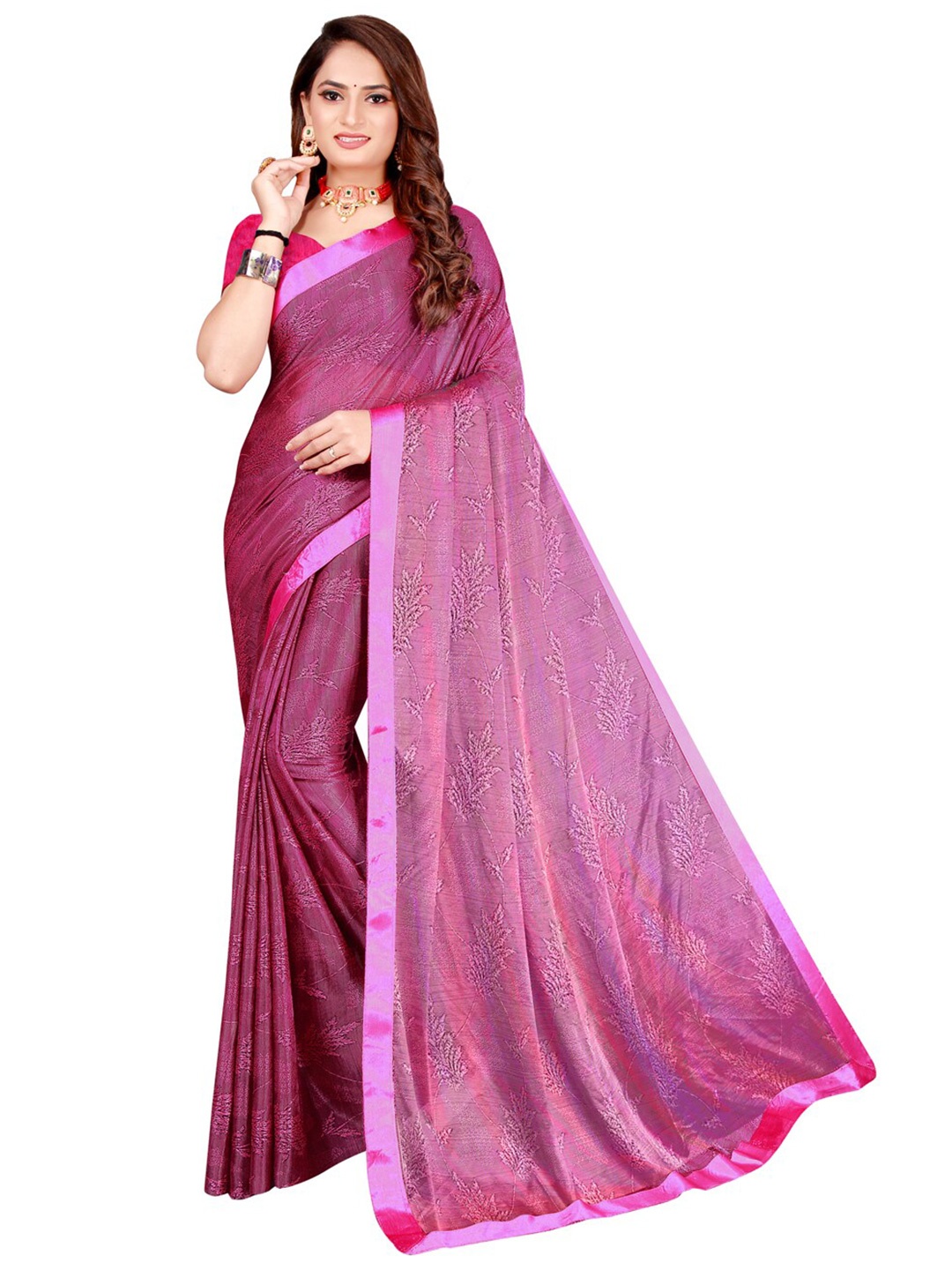 

Florence Fuchsia Floral Art Silk Saree