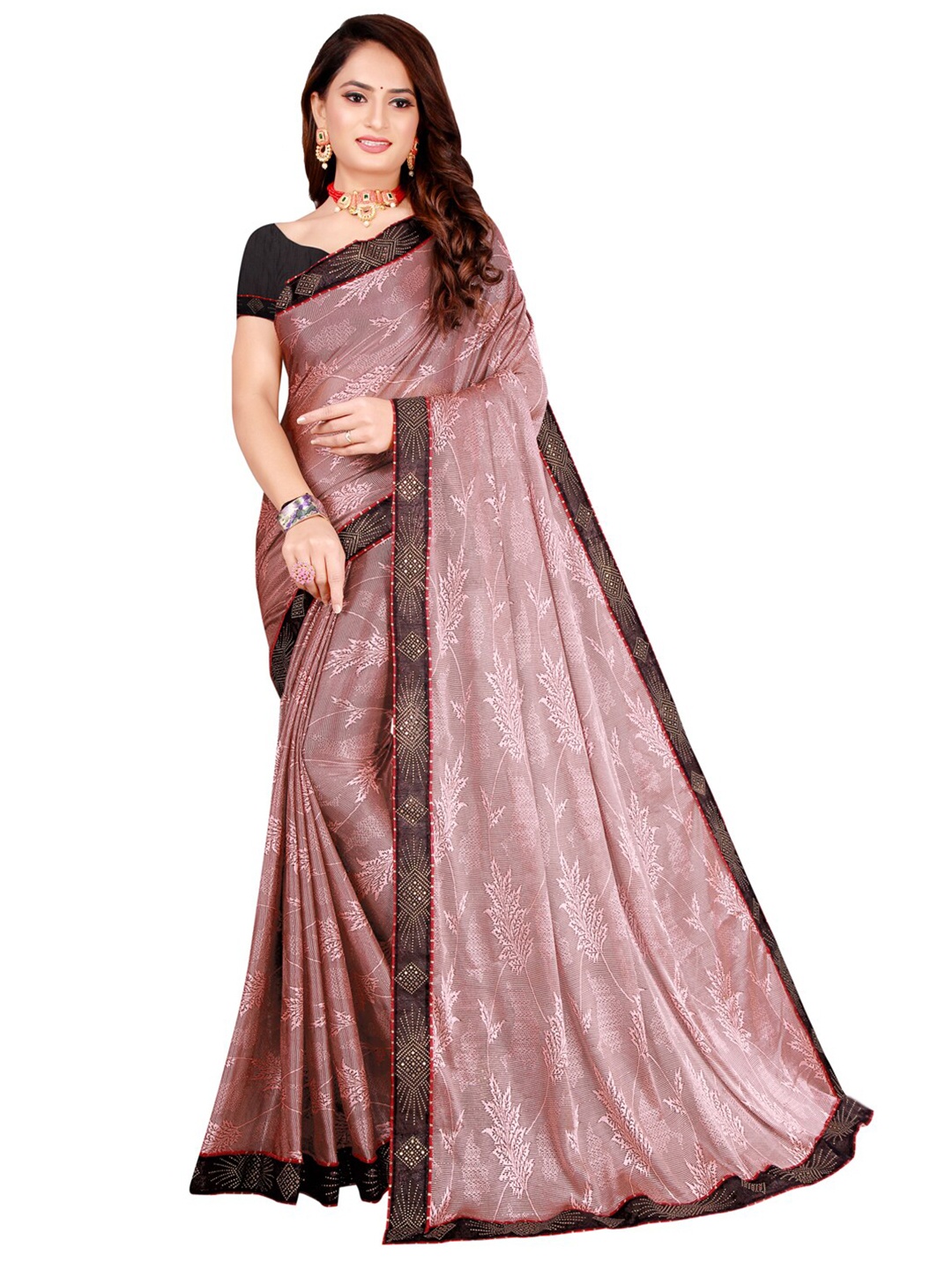 

Florence Mauve & Black Floral Art Silk Saree