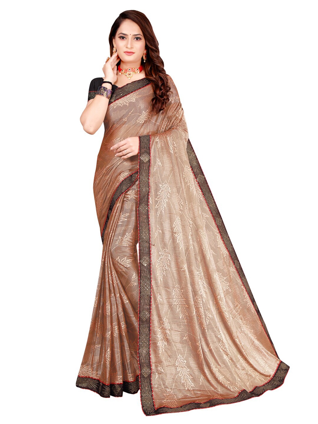 

Florence Brown & Black Floral Art Silk Saree