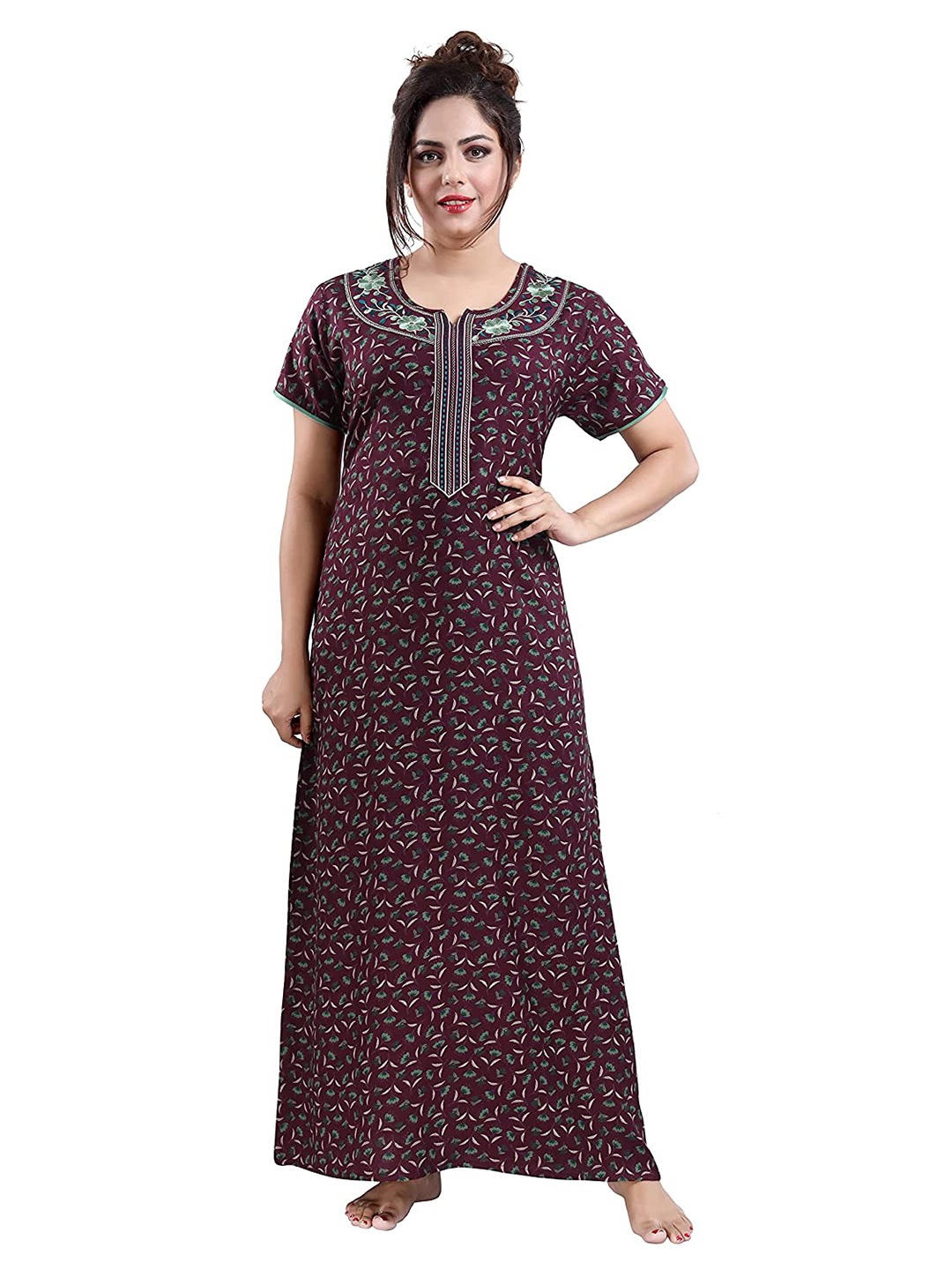 

9shines Label Purple Floral Printed Maxi Nightdress