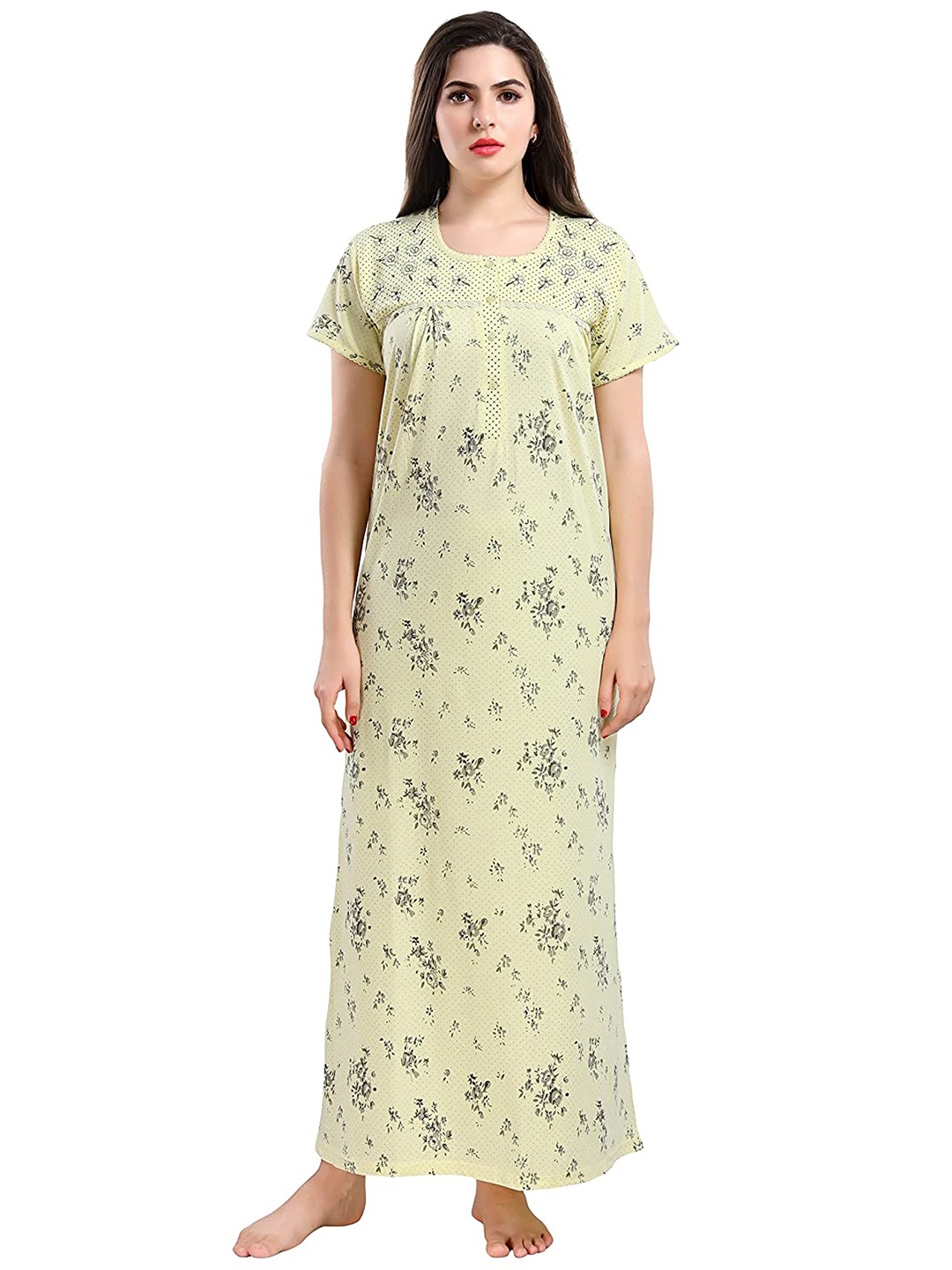 

9shines Label Yellow Printed Maxi Nightdress