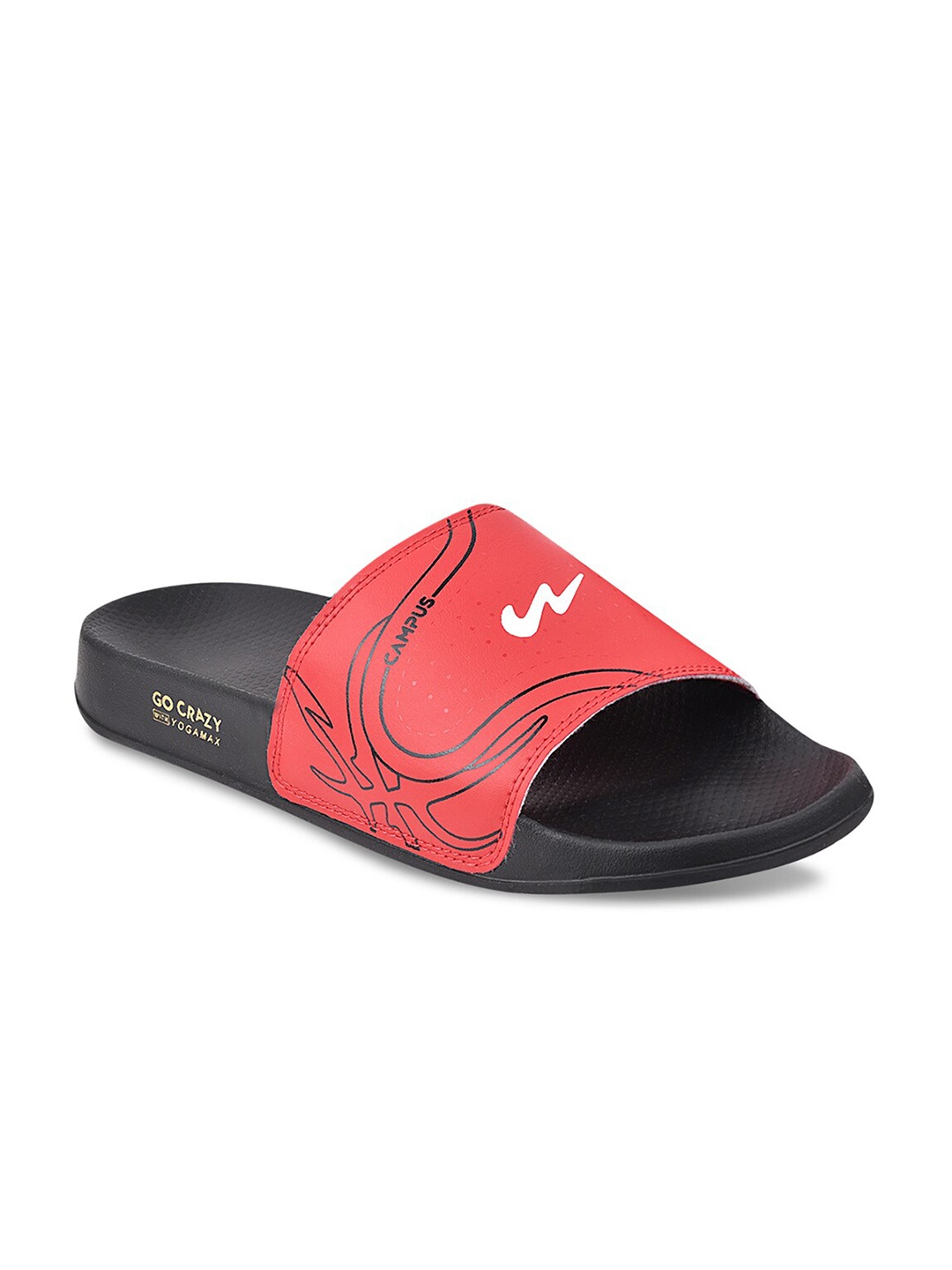 

Campus Men Red & Black Printed Sliders