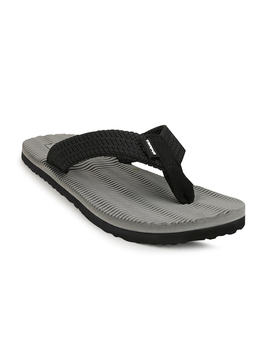 

Campus Men Grey & Black Solid Thong Flip-Flops
