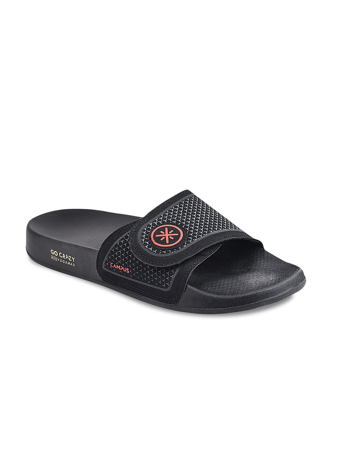 

Campus Men Black & White Geometric Printed Sliders