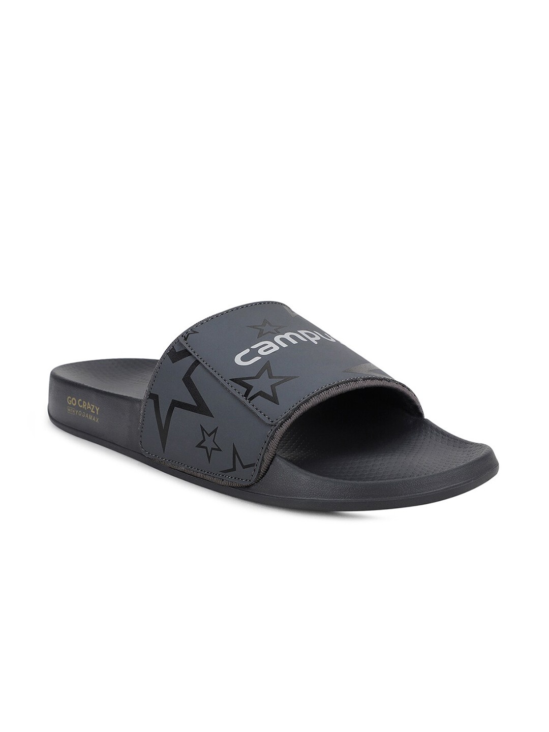 

Campus Men Grey & Black Printed Sliders