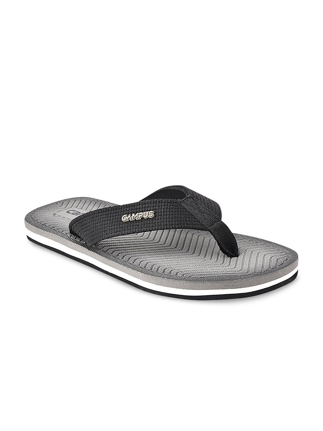 

Campus Men Grey & Black Solid Thong Flip-Flops
