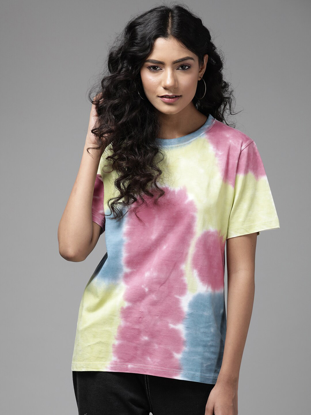 

The Dry State Women Multicoloured Tie and Dye Dyed Loose T-shirt, Multi
