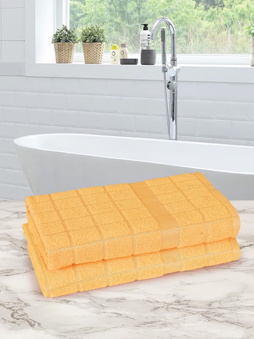 

ROMEE Yellow Pack of 2 Cotton 350 GSM Bath Towels