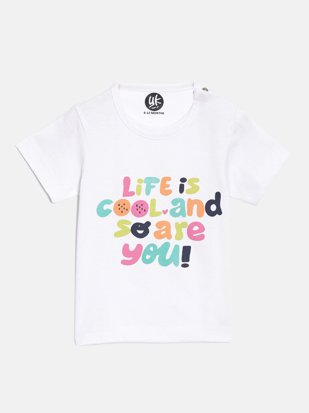 

YK Infant Boys White Typography Print Cotton T-shirt