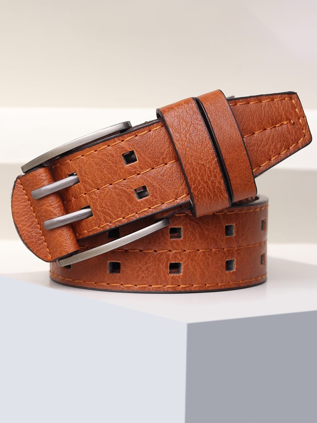 

Kastner Men Tan Brown Textured Casual Belt