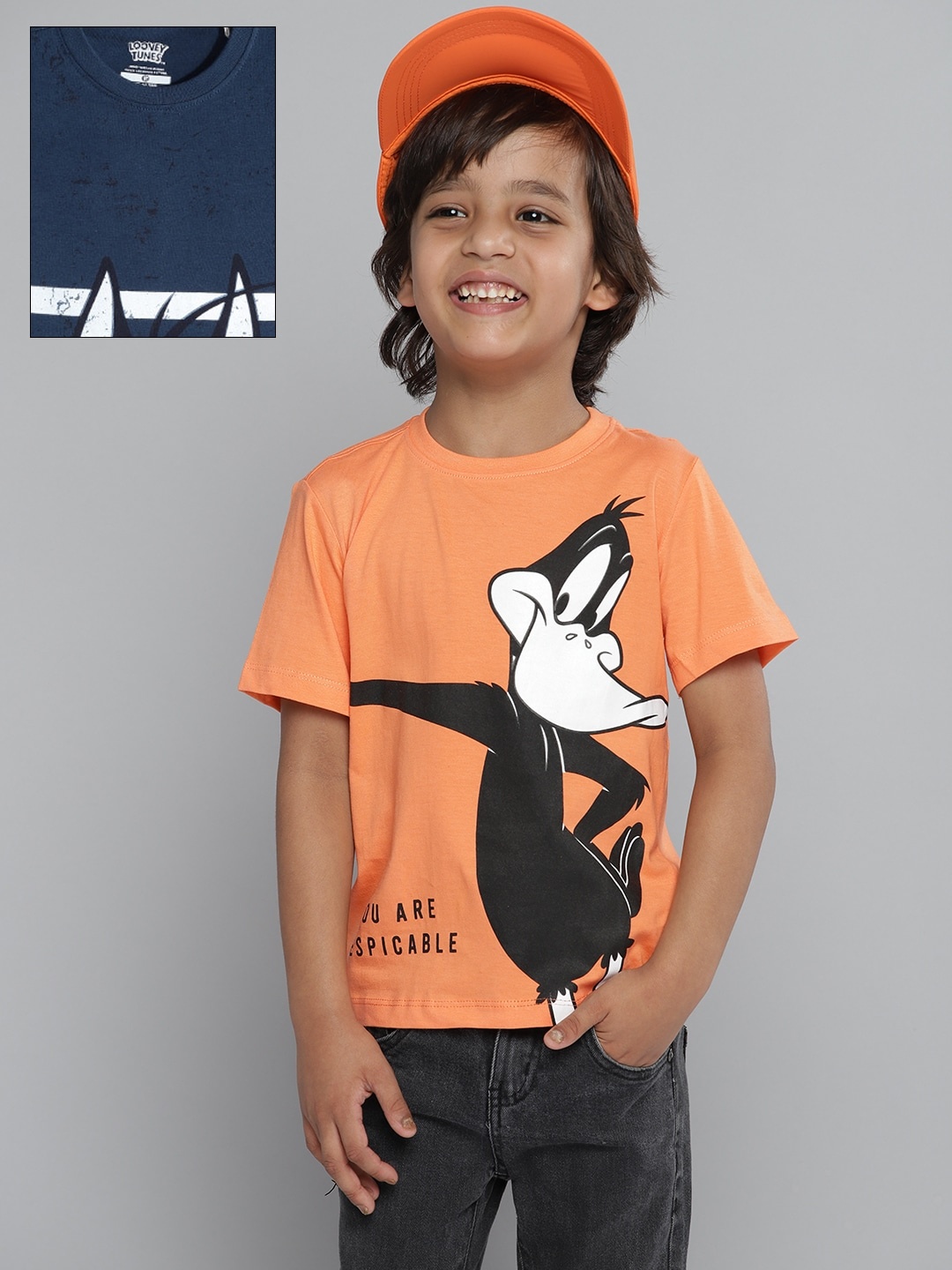 

YK Warner Bros Boys Pack of 2 Looney Tunes Printed Cotton T-shirt, Orange