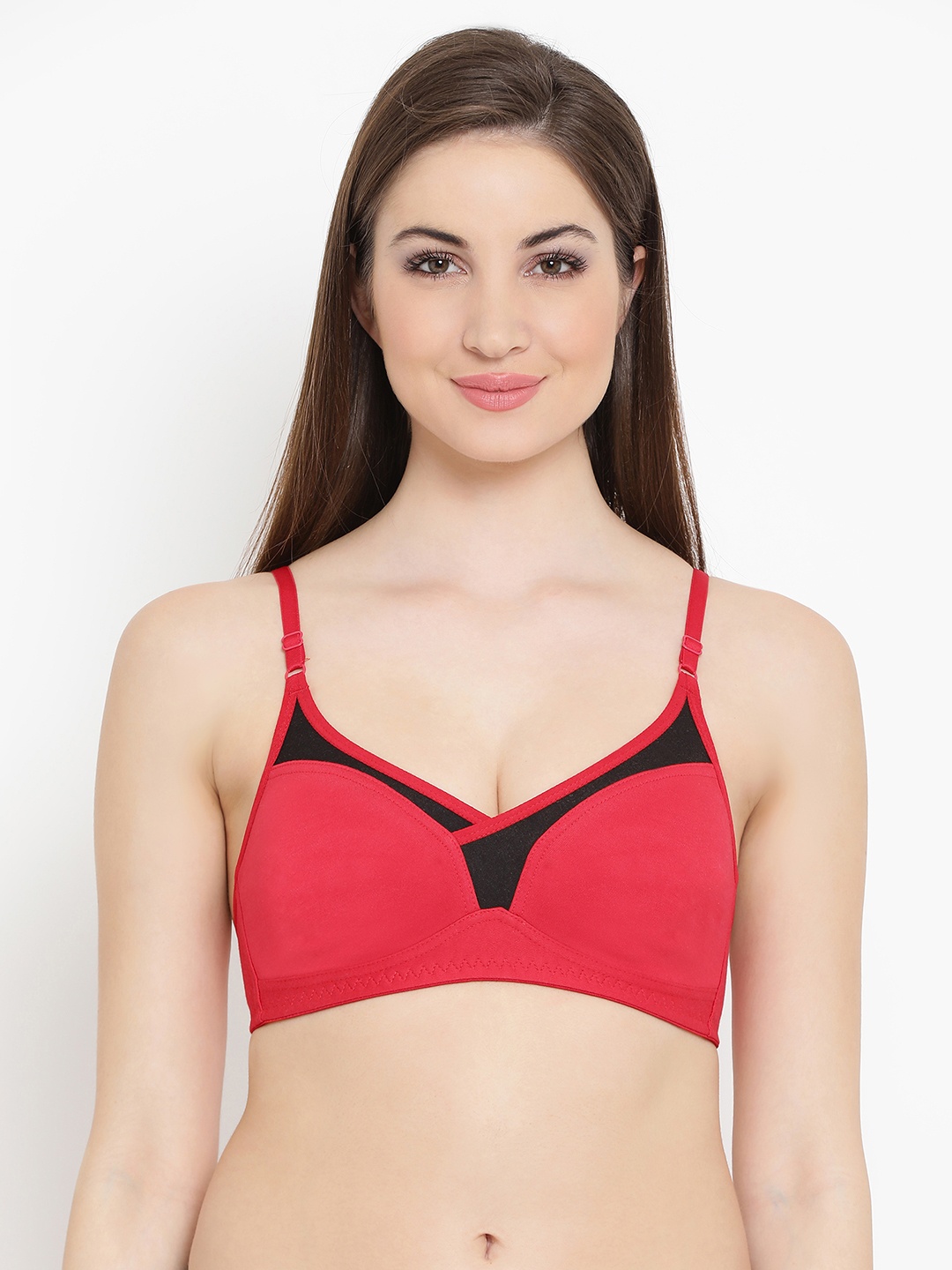 

Clovia Cotton Rich Non-Padded Non-Wired T-Shirt Bra, Red