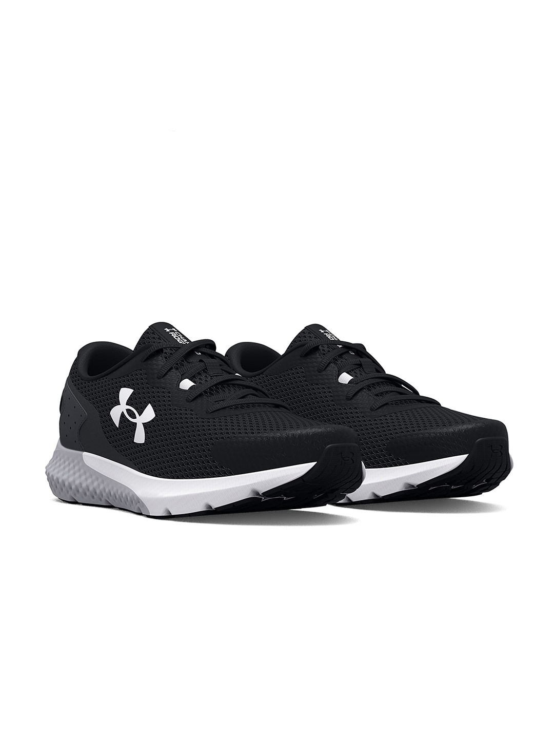 

UNDER ARMOUR Men Black & White Woven Design Charged Rouge 3 Running Shoes