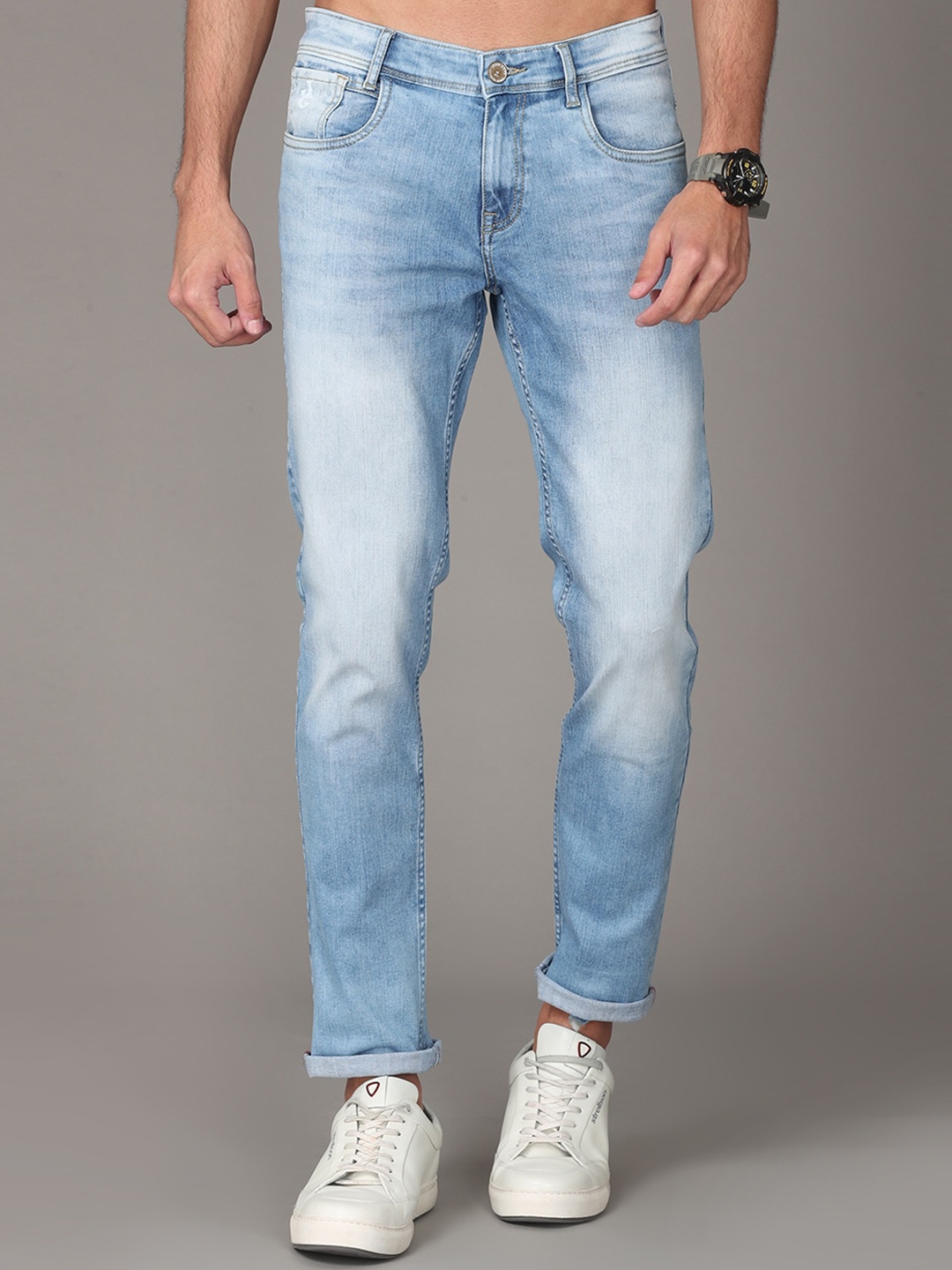 

Jean Cafe Men Blue Jean Slim Fit Heavy Fade Cotton Jeans