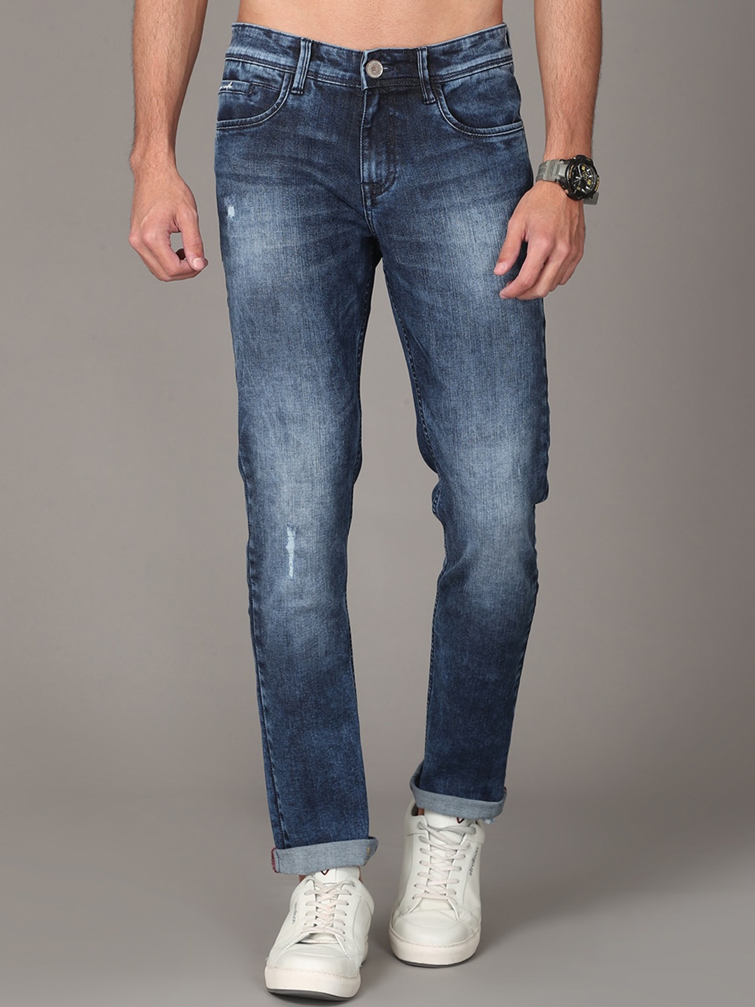 

Jean Cafe Men Blue Jean Slim Fit Low Distress Light Fade Organic Cotton Jeans