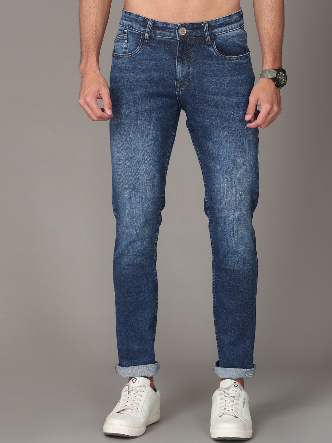 

Jean Cafe Men Blue Jean Slim Fit Low Distress Light Fade Cotton Jeans