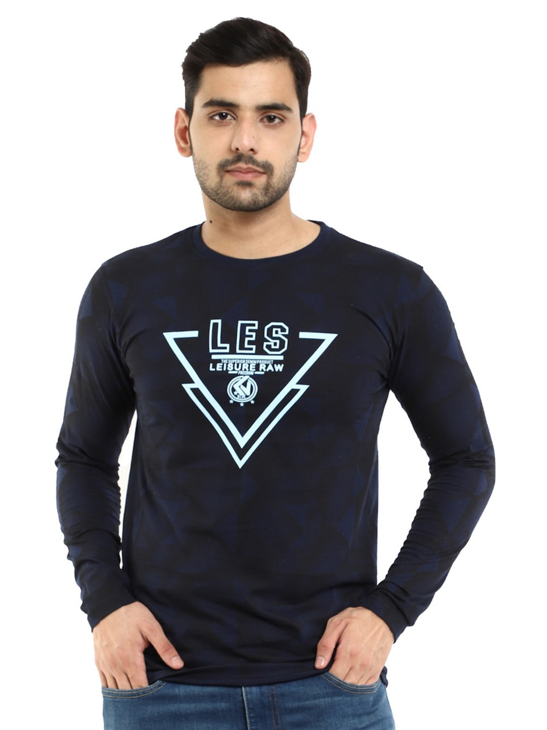 

V-Mart Men Navy Blue & White Typography Printed Slim Fit T-shirt