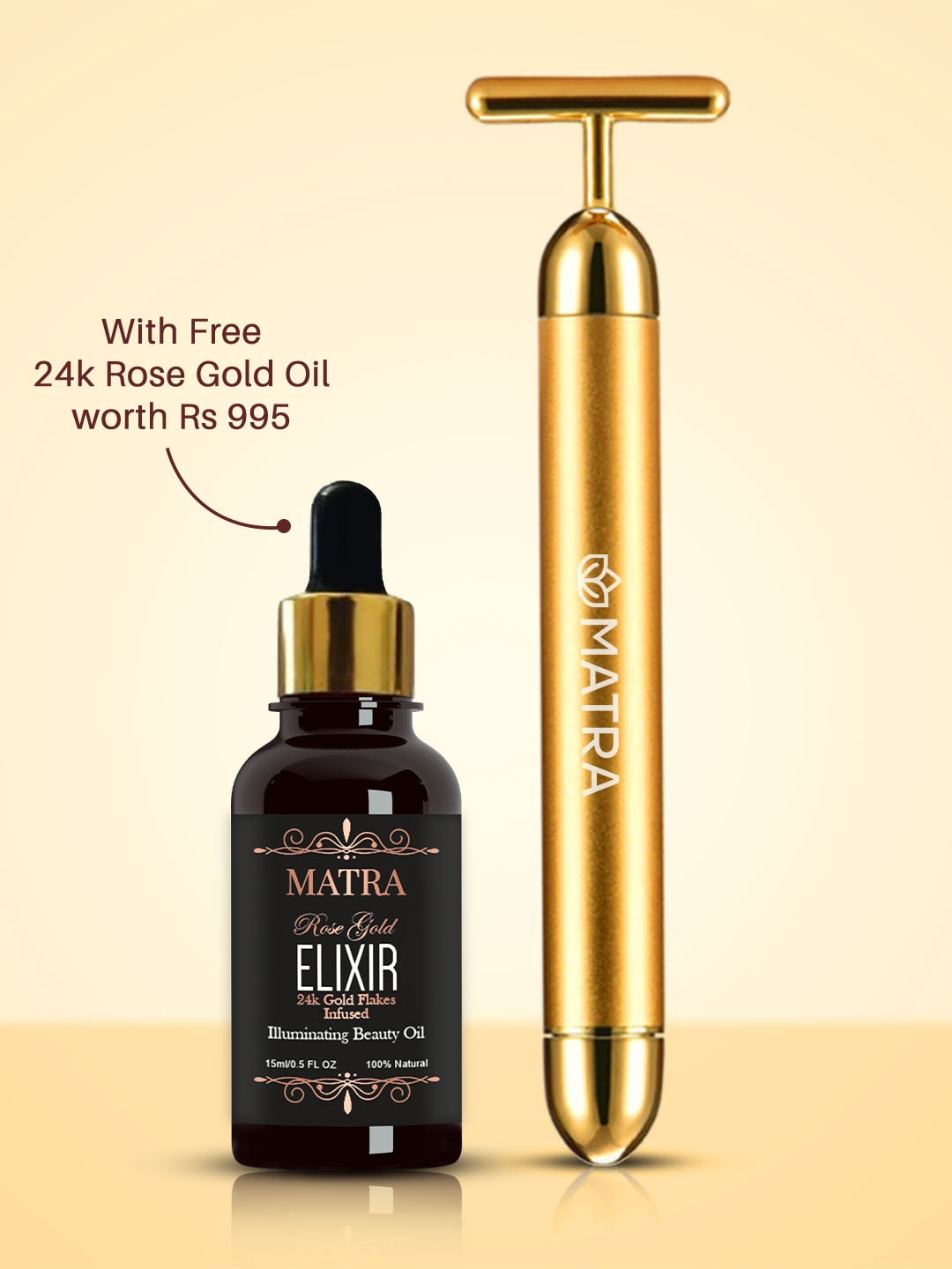 

MATRA 24k Gold Vibrating Face Massager with Free 24k Rose Gold Beauty Oil 15 ml