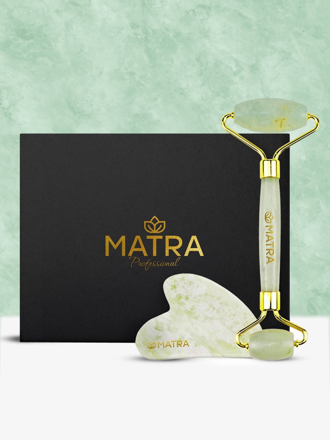 

MATRA Pure Jade Roller & Gua Sha Stone Face Massager Combo, Green