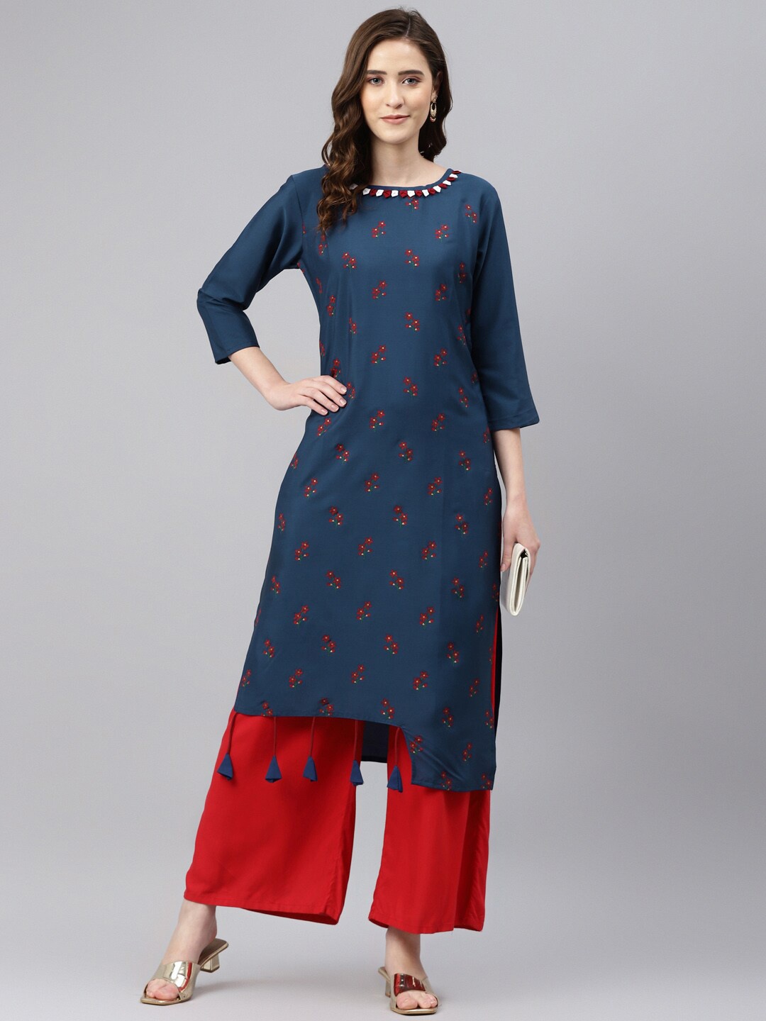 

Somras Women Blue & Red Floral Printed Kurta